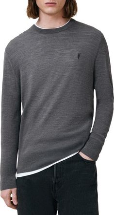AllSaints Mode Merino Wool Crewneck Sweater in Monument Grey at Nordstrom, Size Xx-Large