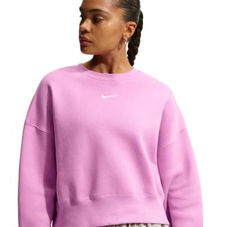 Nike Womens NSW Style Fleece Crew OOS - Sail/Lt Magenta Size XXL