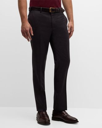 Giorgio Armani Men & apos;s Flat-Front Wool Trousers