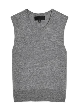 Nili Lotan May Grey Cashmere Round-neck Vest UK8-10 / S - S (UK8-10 / S)