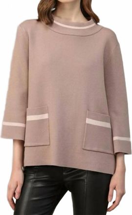 Fate Mock Neck Contrast Trim Sweater In Blush