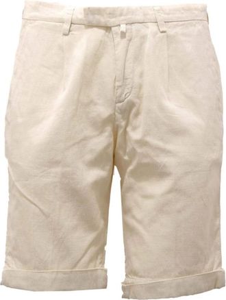 BRIGLIA 1949 Katoen/Linnen Bermuda Shorts Gemaakt in Itali&euml; - Heren - Korte Broeken - Wit - S - Katoen - Korte Broeken