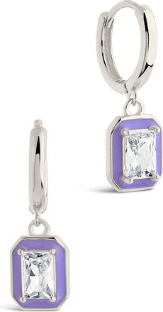 Sterling Forever Sterling Silver Millie CZ & Enamel Charm Hoop Earrings