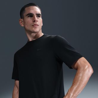 Nike Mens Primary Dri-FIT Seersucker Short-Sleeve Versatile Top in Black | HJ4043-010