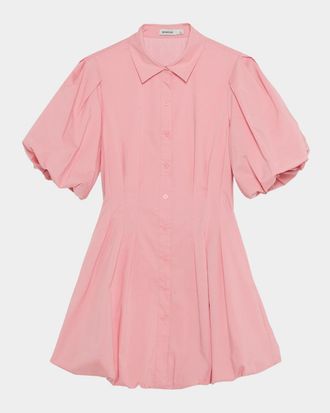 SIMKHAI Cleo Balloon Pintuck Mini Dress