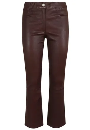 Arma Ankle-Length Stretch Plong&eacute; Leather Trousers