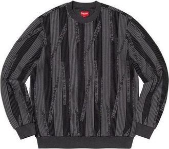 SUPREME Textured Stripe Crewneck Black Grey SUP-FW20-385