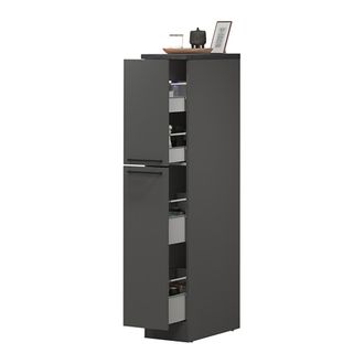 Dmora Despensa De Cocina Quintino, Mueble Multiusos, Mueble De Almacenamiento Con 2 Cajones, 100% Made In Italy, 30x60h165 Cm, Antracita Y Pizarra, Con Emba
