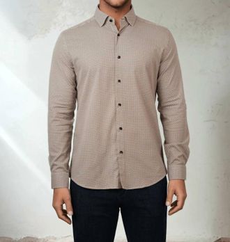 Stone Rose Nova Micro Weave Shirt In Medium Orange