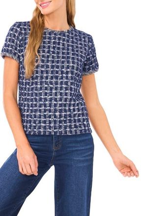 CeCe by Cynthia Steffe Metallic Tweed Top in Classic Navy at Nordstrom, Size Medium