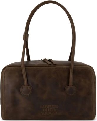 Marge Sherwood Borsa a spalla Boston in pelle di vitello con manico - Marrone