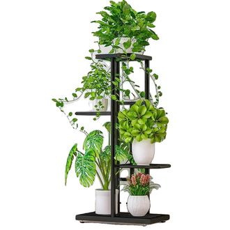 OEM Soporte Para Plantas, Estructura Met&aacute;lica De 4 Niveles, Dise&ntilde;o Que Ahorra Espacio, Gris Oscuro