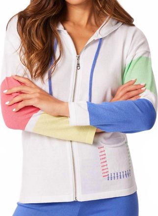 French Kyss Patch Pocket Hoodie In White/multi