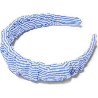 Lele Sadoughi Kelly Cotton Seersucker Headband in Ocean Spray at Nordstrom