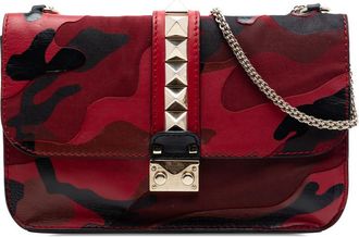 Valentino Pre-owned Valentino Medium Nappa and Canvas Camouflage Rockstud Glam Lock Crossbody Ladies C35BZTOOSNE811ET