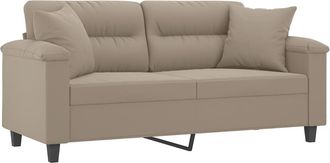 vidaXL Vidaxl - Sof&aacute; De 2 Plazas Con Cojines Tela Microfibra Gris Taupe 140 Cm