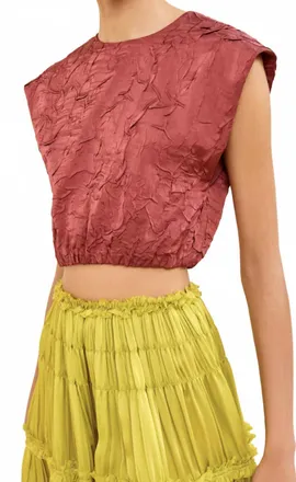 Ulla Johnson Gisella Satin Crop Top In Fig