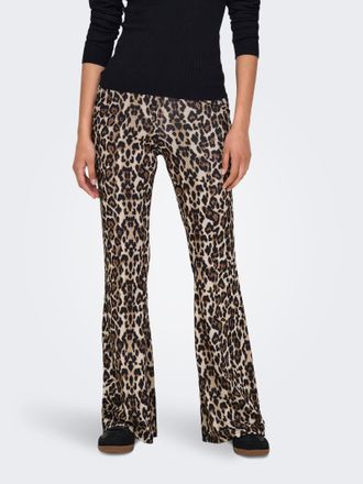 Only Highwaist Leggings ONLY ONLANNA RIB FLARED AOP LEGGING CS JRS, Damen, Gr. XL (42), N-Gr, schwarz (schwarz aop:leo), Jersey, Obermaterial: 95% Polyeste