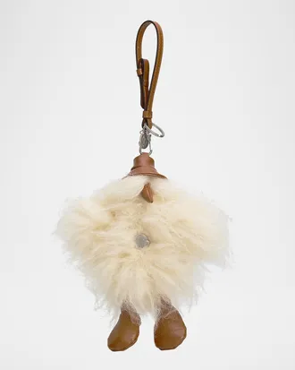 Moncler MonDuck Key Ring in Faux Fur