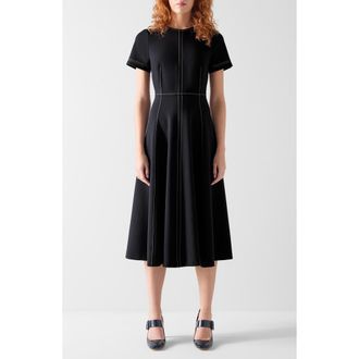 L.k. Bennett Eugine Topstitch Midi Dress in Navy at Nordstrom, Size 4 Us