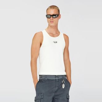Diesel Cotton tank top with logo - T-Shirts - Man - White