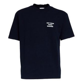 Dr&ocirc;le de Monsieur T-Shirts, male, Blue, Size: XL Slogan Cotton Crew-neck T-shirt