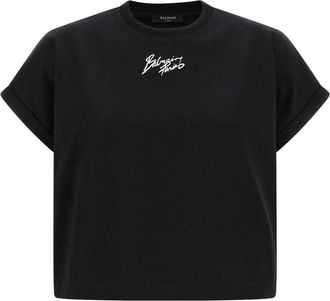 Balmain Black Cropped T-Shirt
