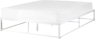 Beliani Beliani - Industrial Modern Metal Bed Frame eu Double Size In-Built Slats without Headrest 4ft6 White Viry