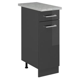 Vicco Mueble Bajo De Cocina R-line, Antracita Alto Brillo, 30 Cm Et M&aacute;rmol