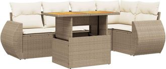 vidaXL Juego De Sof&aacute;s Jard&iacute;n Con Cojines 6 Pzas Rat&aacute;n Sint&eacute;tico Beige Vidaxl