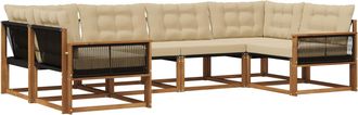 vidaXL Conjunto De Sof&aacute;s De Exterior 6 Uds. Natural Y Beige Vidaxl