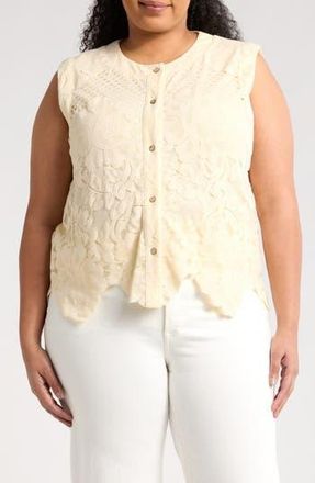 Forgotten Grace Lace Button Tank in Natural at Nordstrom Rack, Size 2X