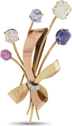 Luxury Bazaar Antique 14K Two-Tone Gold 9.0ct Sapphire and Diamond Brooch MF25-080326