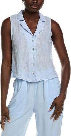 Bella Dahl Sleeveless Notch Collar Button Down Linen Shirt