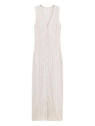 Filippa K V-neck button-fastening maxi dress - women - Organic Cotton - S - Neutrals