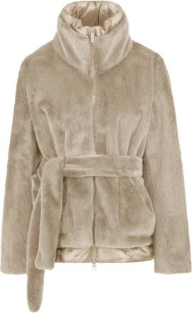 Bomboogie Jas met hoge kraag van imitatiebont - Dames - Jassen - Beige - Maat: 2XL Nylon