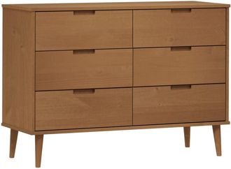 vidaXL Mesita De Noche Molde Madera Maciza De Pino Marr&oacute;n 113x40x80 Cm Vidaxl