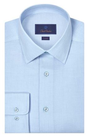 David Donahue Trim Fit Light Blue Cotton & Cashmere Twill Dress Shirt in Sky at Nordstrom, Size 15.5 - 32