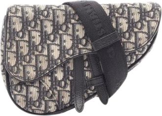 Dior Pre-owned Oblique Saddle Mini Schoudertas - Dames - Pre-owned - Blauw - Maat: ONE Size Leer