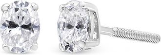 House of Brilliance 14K White Gold Lab Grown Oval Solitaire Diamond Stud Earrings