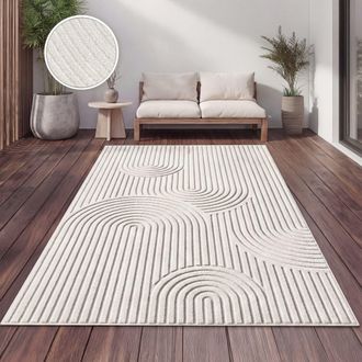 Paco Home Paco Home Alfombra De Exterior Resistente A La Intemperie Balcon Scandi Design Rainbow Beige Crema 200x290 Cm