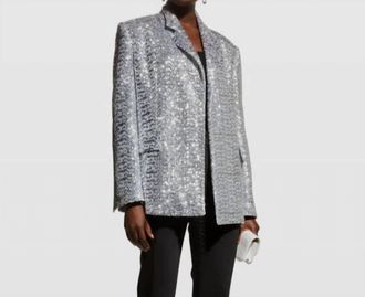 In The Mood For Love Claudia Sequined Open-Front Jacket In Silver