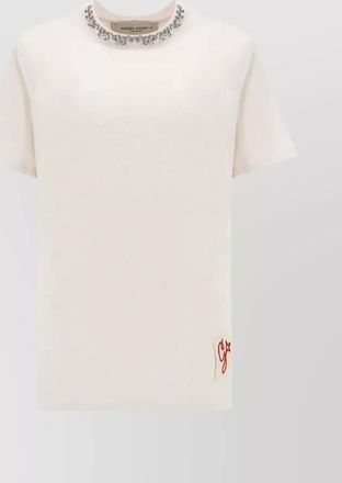 Golden Goose cotton crystal embellished regular fit short sleeve crew neck t-shirt