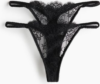 H&M 2er-Pack Tangas aus Spitze - Schwarz