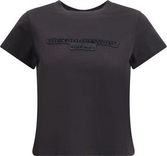 Alexander Wang Alexander Wang Womens Embossed Logo Classic Tshirt - Dark Grey Cotton - Size Medium