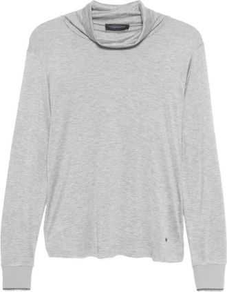 Lorena Antoniazzi Geribbelde high-neck longsleeve T-shirt - Dames - Longsleeves - Grijs - XS - Tops