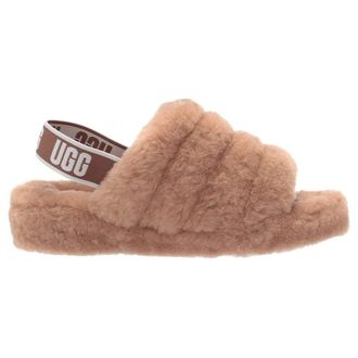 UGG Fluff Yeah Slide Fur Womens Slip On Sandals - Chestnut - Size:UK 6