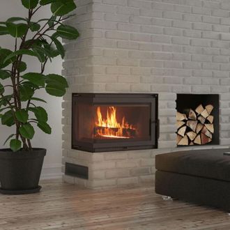 Kratki Kamineinsatz Gusseisen KRATKI SIMPLE links 8 kW &Oslash; 200 mit T&uuml;rfeder