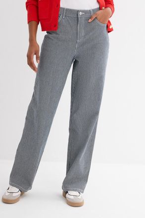 Bonprix Straight-Jeans BONPRIX, Damen, Gr. 36, N-Gr, nachtblau denim, wei&szlig; gestreift (l&auml;nge: regul&auml;r), Denim/Jeans, Obermaterial: 99% Baumwolle, 1% Elasthan, 