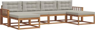 vidaXL Conjunto De Sof&aacute;s De Exterior 6 Uds. Gris Natural Y Claro Vidaxl